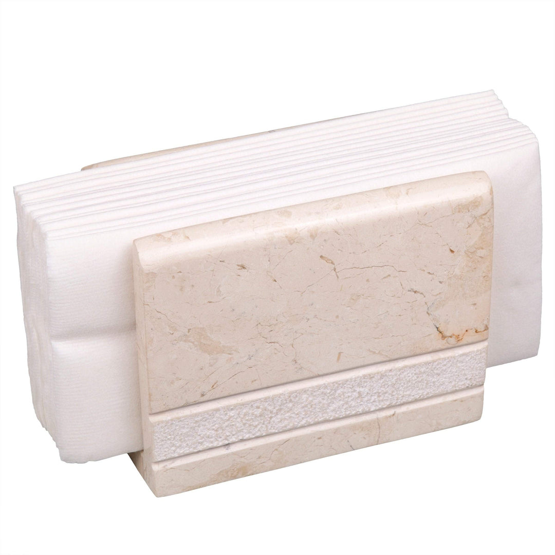 Natural Champagne Marble Stone Napkin Holder Stand Dispenser Hand Carved Style - Diamond Home USA
