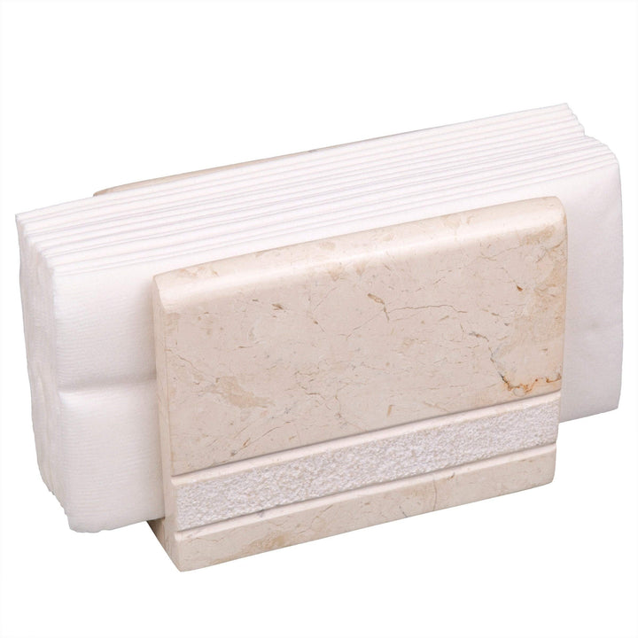 Natural Champagne Marble Stone Napkin Holder Stand Dispenser Hand Carved Style - Diamond Home USA