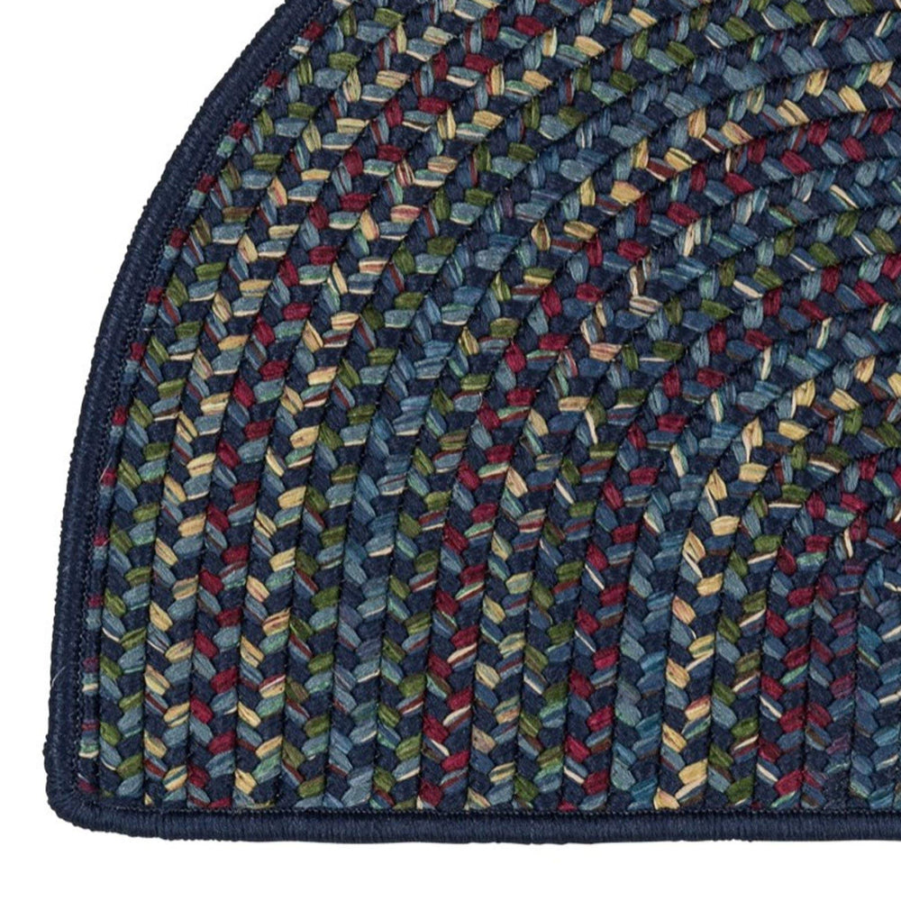 Farmhouse Hearth Rug Half Moon Semi Circle Navy Braided Multi Colors - Diamond Home USA