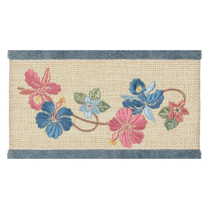 Authentic Hotel and Spa Turkish Cotton Floral Vine Embroidered Teal Blue 3-Piece - Diamond Home USA