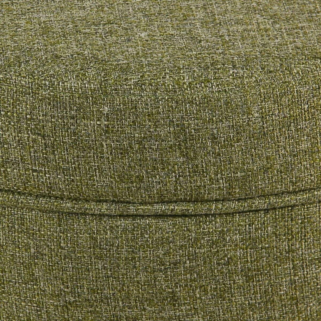 Green Tweed Round Storage Ottoman Solid Mid-Century Modern Fabric - Diamond Home USA