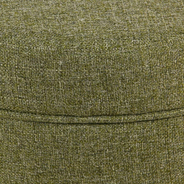Green Tweed Round Storage Ottoman Solid Mid-Century Modern Fabric - Diamond Home USA