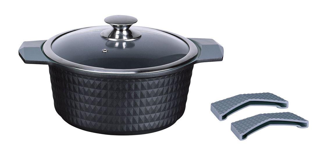 Imperial Ceramic Coating Diamond Cut Stockpot 3 quart Black
