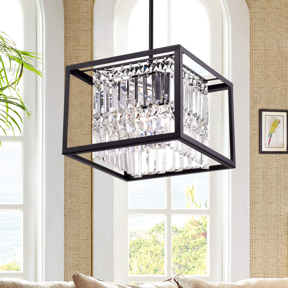 Warehouse of Tiffany RL8194BL Ketalin Black Crystal Square Pendant - Diamond Home USA