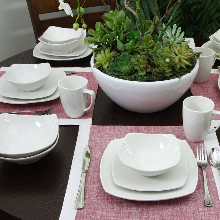 Buffetware 30 Pc Dinnerware Set White Solid Modern Contemporary Round Square - Diamond Home USA