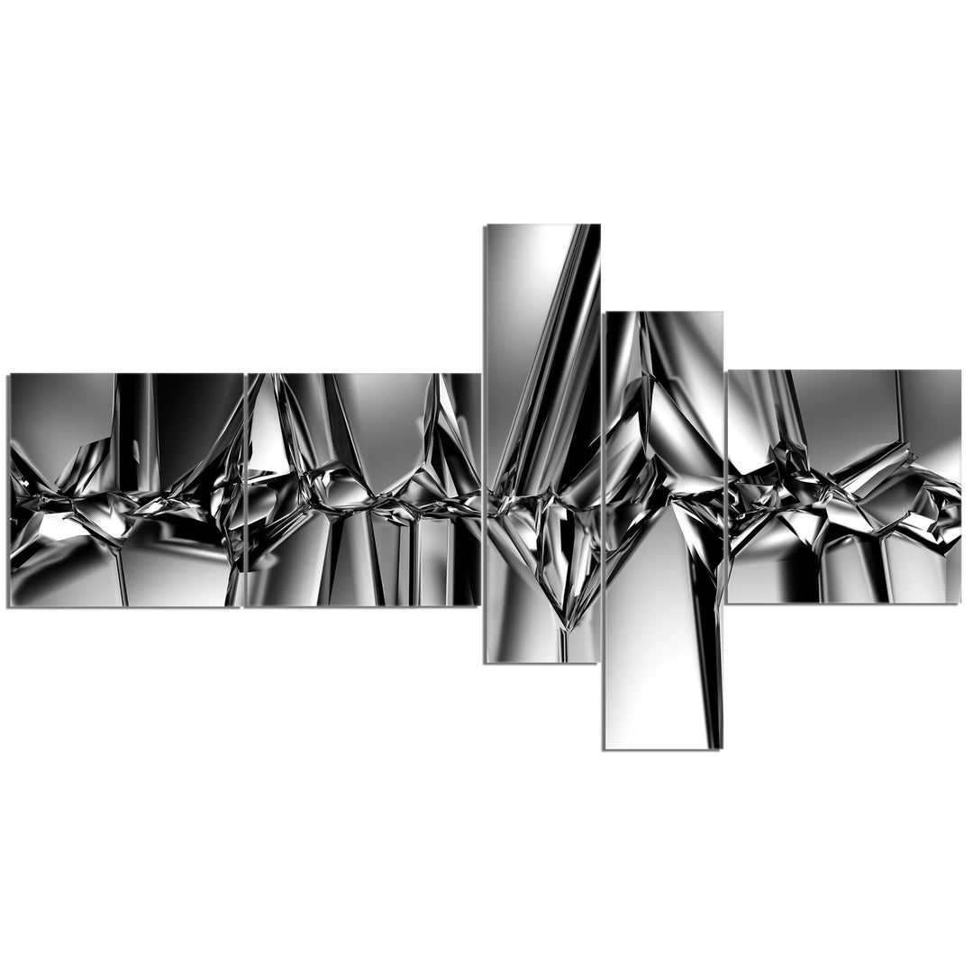 DESIGN ART Designart "Black White Crystal Background" Abstract Canvas Art 60 in. wide x 32 in. high - 4 Panels - Diamond Home USA