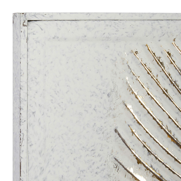Rectangular Gold and White Palm Leaf Metal Wall 23" X 30.5" Multi Color - Diamond Home USA