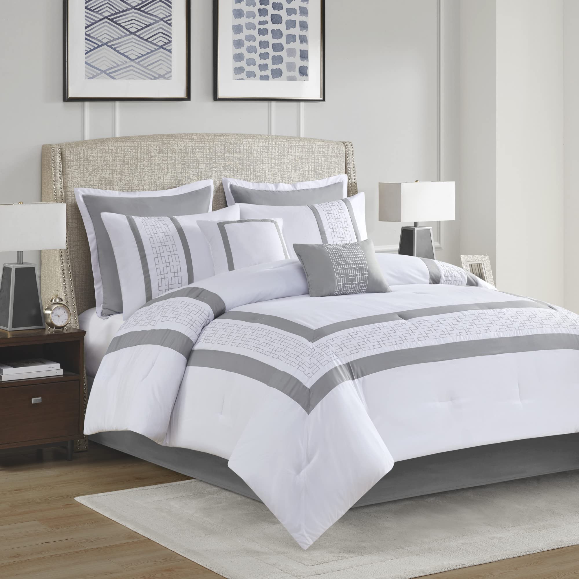 510 DESIGN Powell Cozy Comforter Set Hotel Style Border Design with Ge