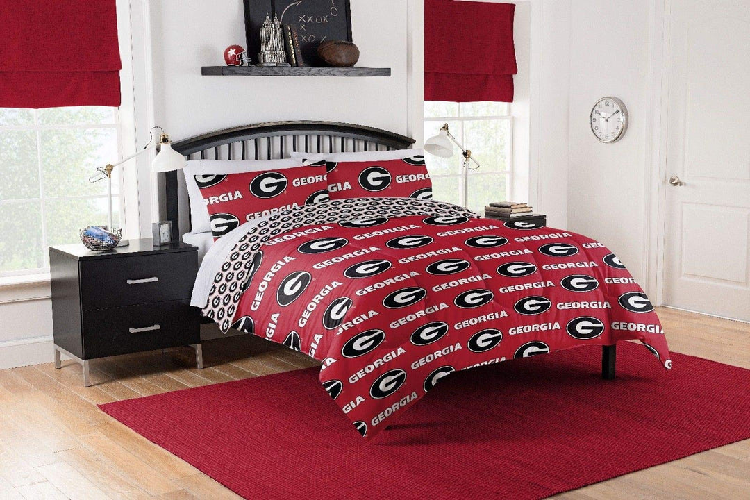 Georgia Bulldogs Queen Comforter & Sheet Set 5 Piece NCAA Bedding