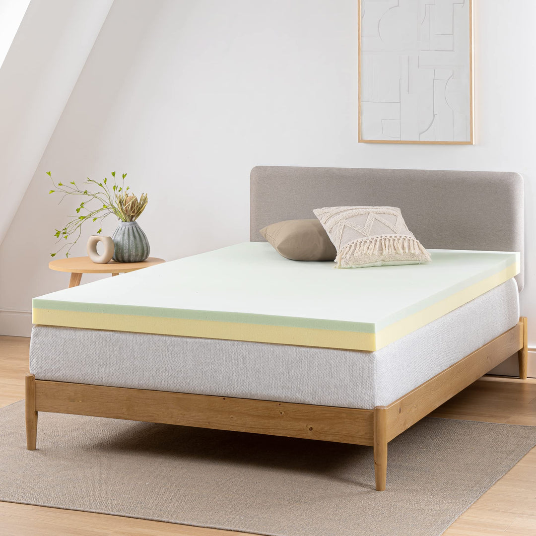 ZINUS 3 Inch Green Tea Memory Foam Mattress Topper Pressure-Relieving Layers Twin XL