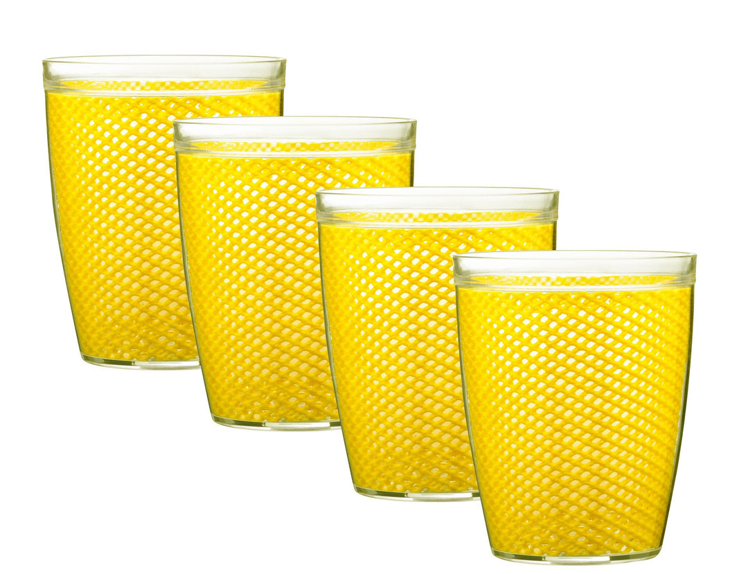 Kraftware The Fishnet Collection New Doublewall Drinkware Set of 4 14 oz Yellow