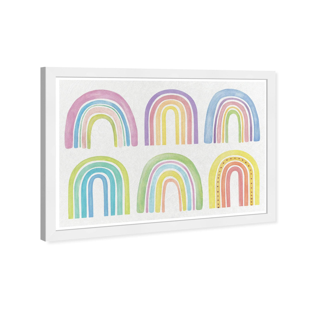 Olivia's Easel 'Rainbows' Kids Wall Art Framed Print Purple Yellow Modern - Diamond Home USA