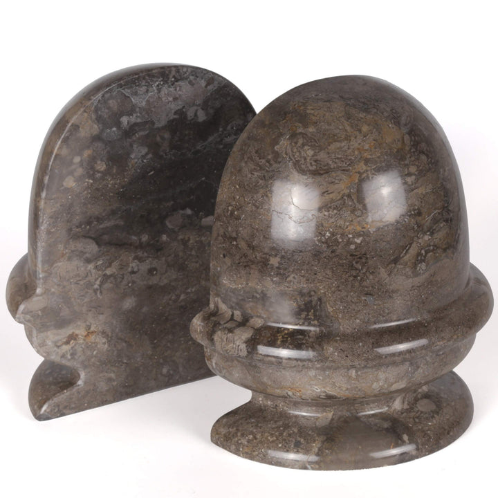 Charcoal Ice Cream Bowl Shape Marble Bookends Set of 2 Stone - Diamond Home USA
