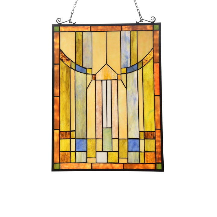 Mission-Style Window Panel Suncatcher Multi Color Casual Rectangular Arts Crafts