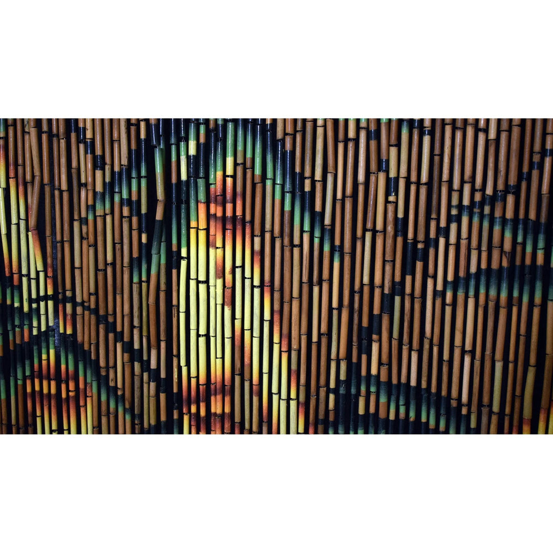 Handmade Bamboo Forest Beaded Curtain Multi Color Beads Wood Hand Painted - Diamond Home USA