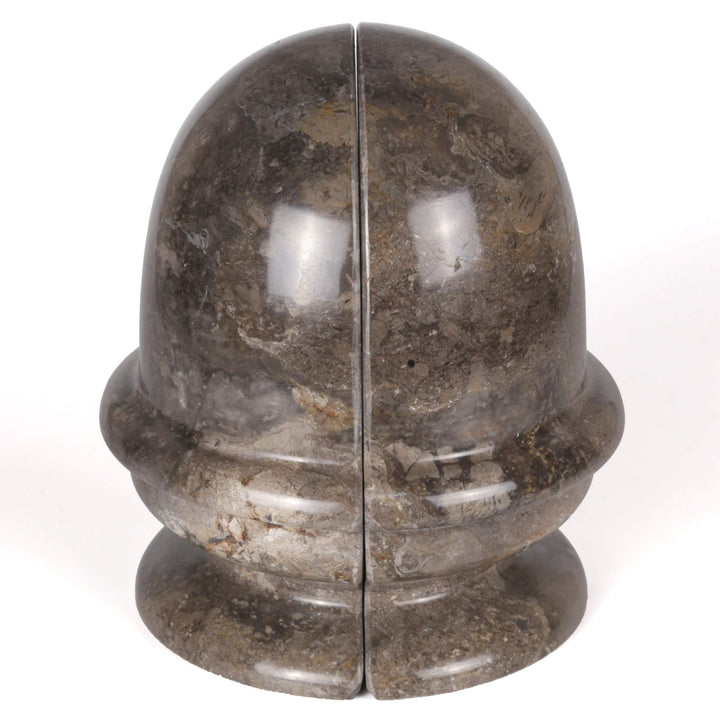 Charcoal Ice Cream Bowl Shape Marble Bookends Set of 2 Stone - Diamond Home USA