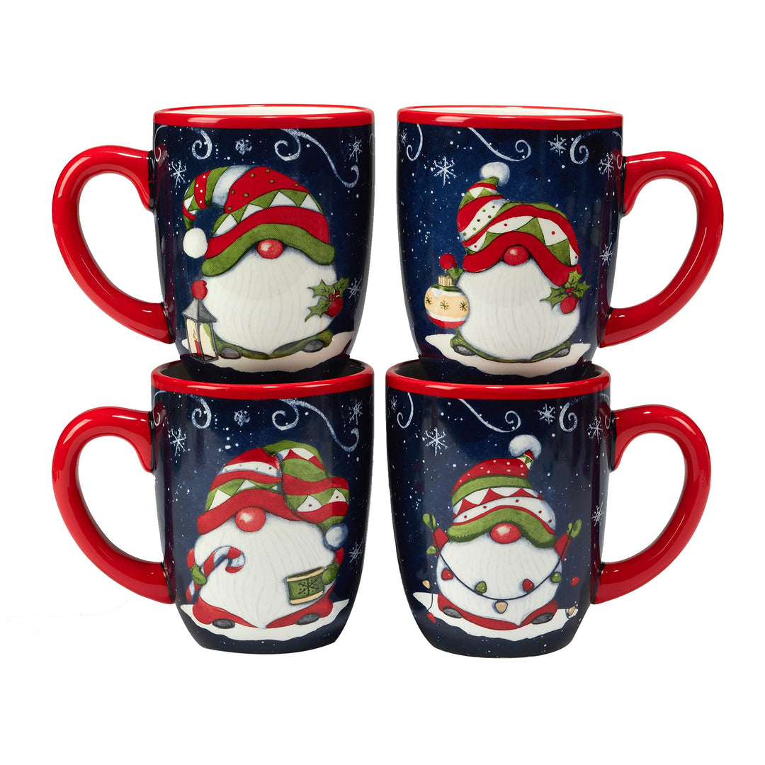 Certified International Holiday Magic Gnomes 16 oz. Mugs Set of 4 4 Count