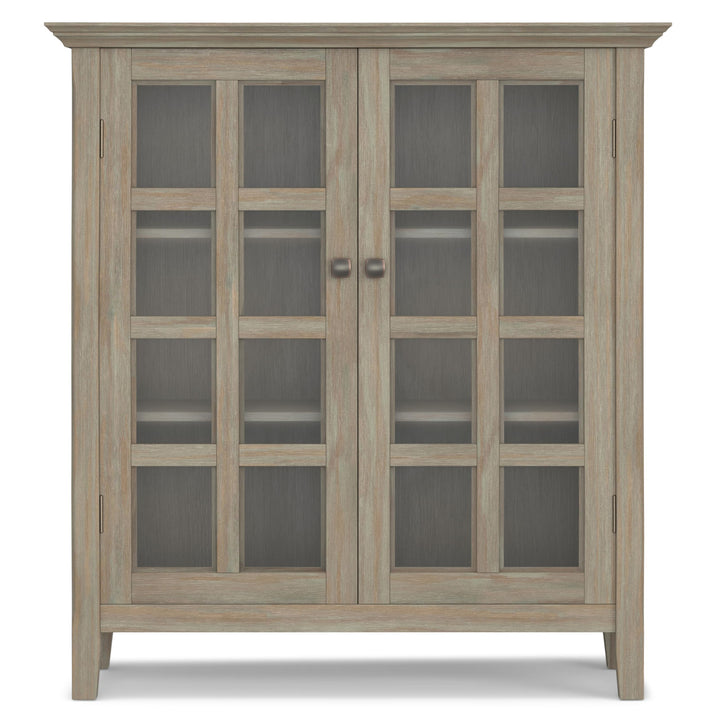 SIMPLIHOME Acadan SOLID WOOD 39 nch Wde Transtonal Medum Storage Cabnet Distressed