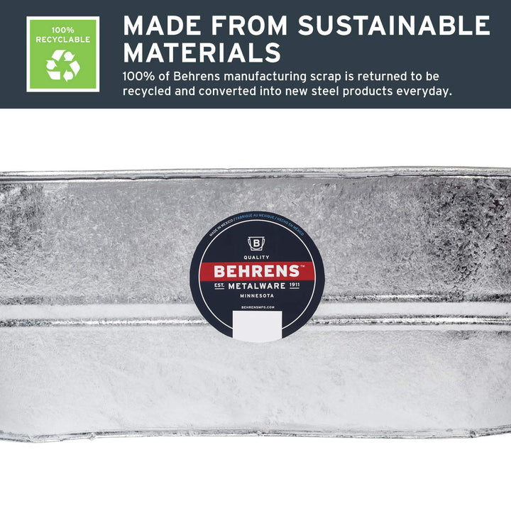 Behrens 2-OV Hot Dipped Galvanized Steel Oval PlanterTub 10-1/2 Gallon Silver - Diamond Home USA