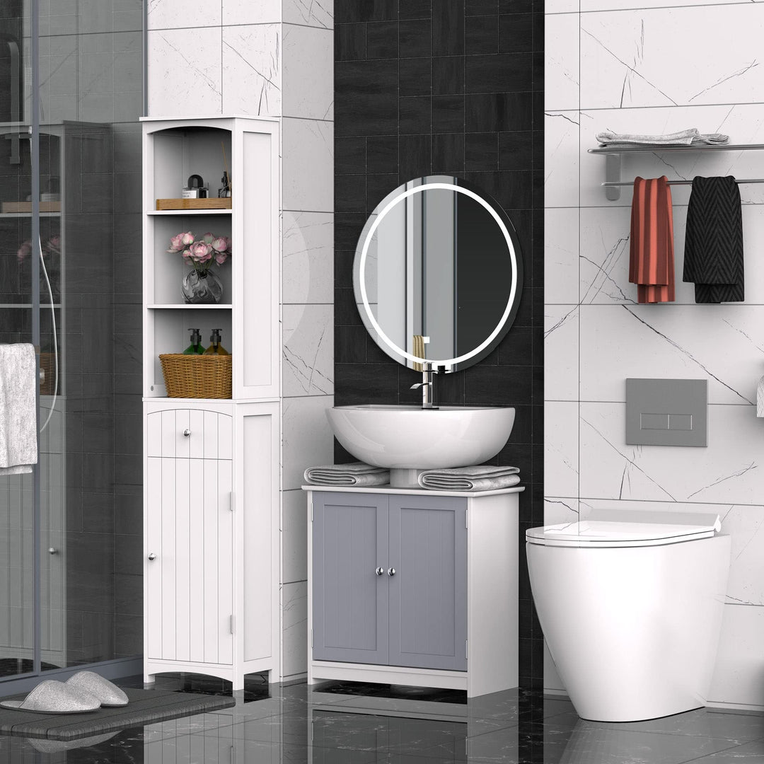 Vanity Base Cabinet Under-Sink Bathroom Storage with U-Shape Cut-Out White and - Diamond Home USA