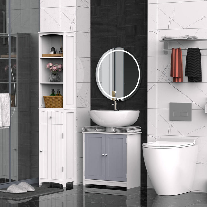 Vanity Base Cabinet Under-Sink Bathroom Storage with U-Shape Cut-Out White and - Diamond Home USA