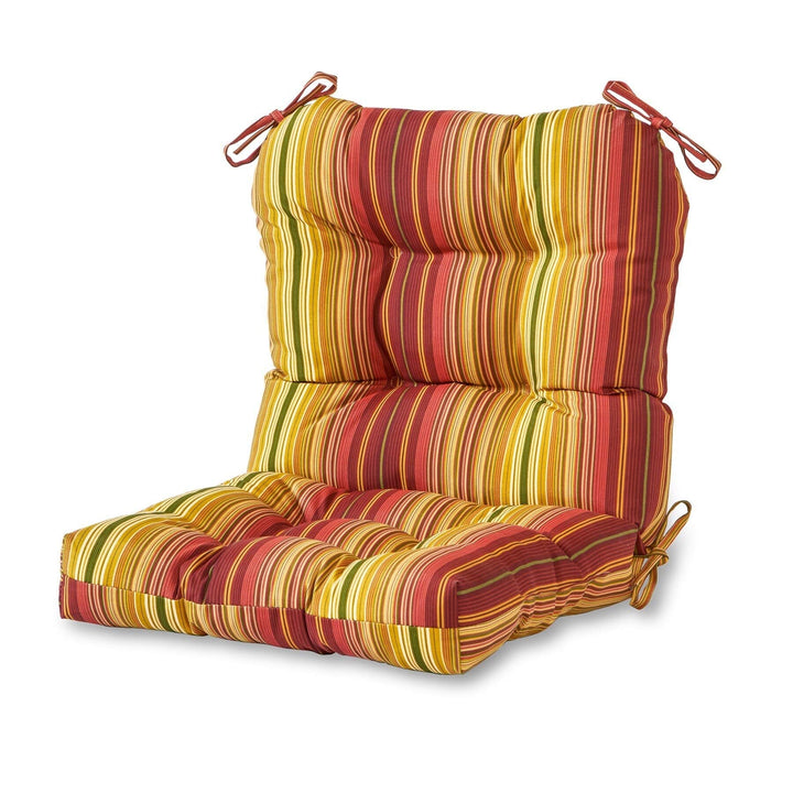 21-inch X 42-inch Outdoor Stripe Seat/Back Chair Cushion Red Yellow Striped