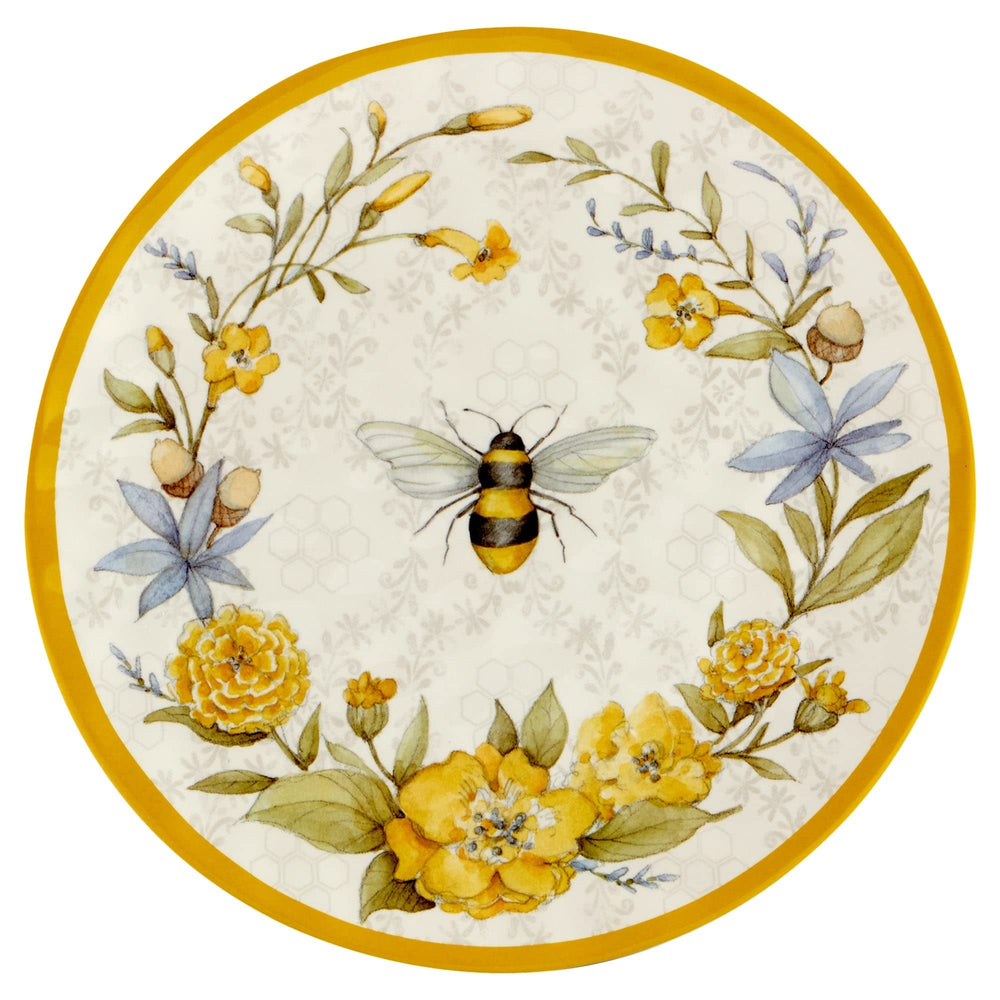Bee Sweet 11" Dinner Plate Set Of 6 Dia Multi Color Off/White Yellow Floral - Diamond Home USA