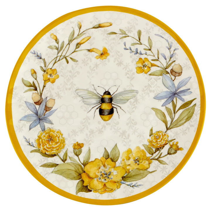 Bee Sweet 11" Dinner Plate Set Of 6 Dia Multi Color Off/White Yellow Floral - Diamond Home USA