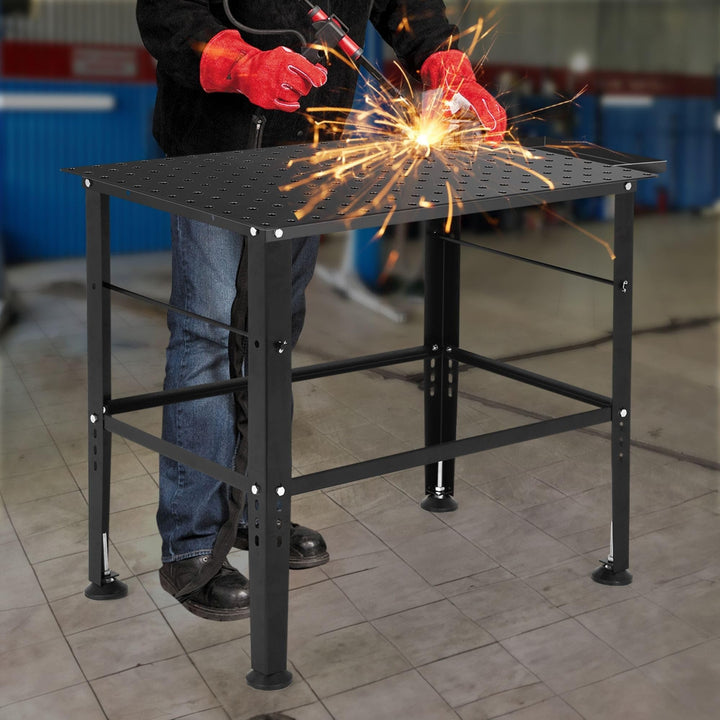 36 "X 24" Heavy-Duty Metal Welding Workbench with Tool Storage Drawer Black