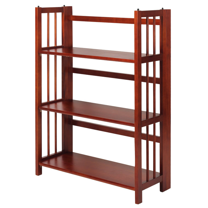 Casual Home 3-Shelf 27.5" Wide Folding Stackable Bookcase Mahogany (New)