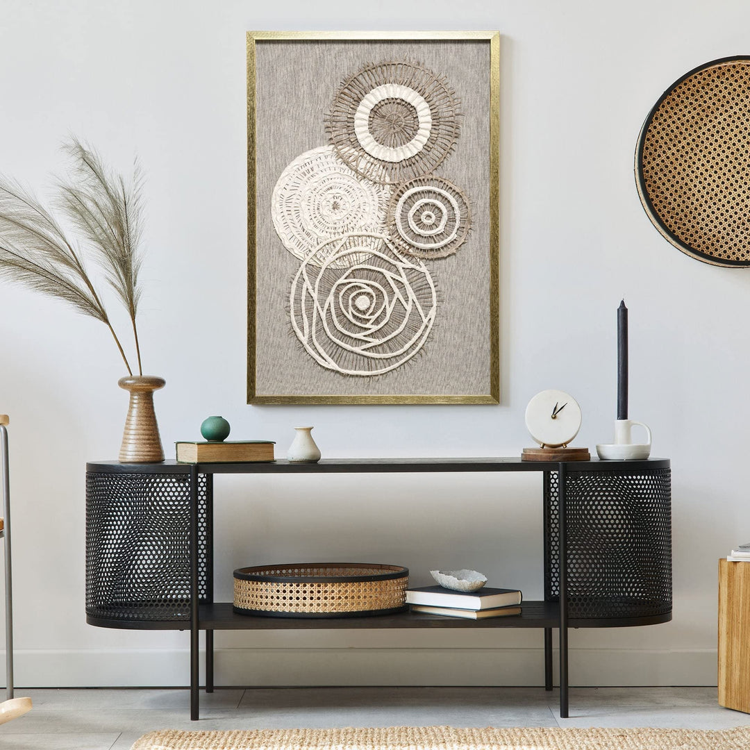 Boho Handmade Framed Paper Shadow Box Wall Art 23.75" X 35.5" Brown Bohemian - Diamond Home USA