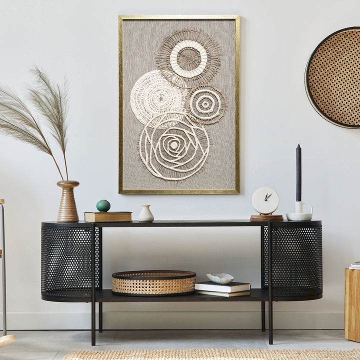 Boho Handmade Framed Paper Shadow Box Wall Art 23.75" X 35.5" Brown Bohemian - Diamond Home USA