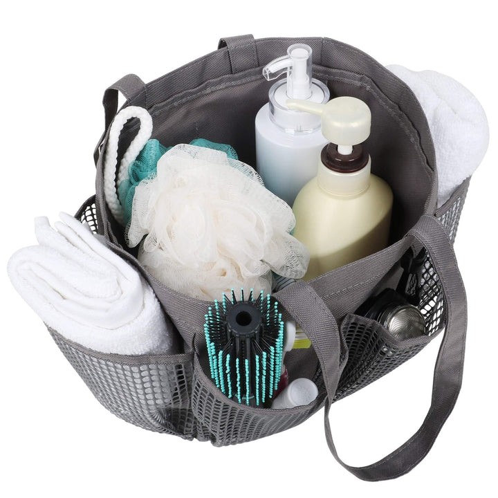 Mesh Portable Shower Caddy Quick Dry Tote Bag Bathroom Organizer Grey Solid Gray - Diamond Home USA