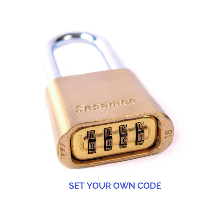 Sesamee K440 4 Dial Bottom Resettable Combination Brass Padlock with 4-Inch - Diamond Home USA