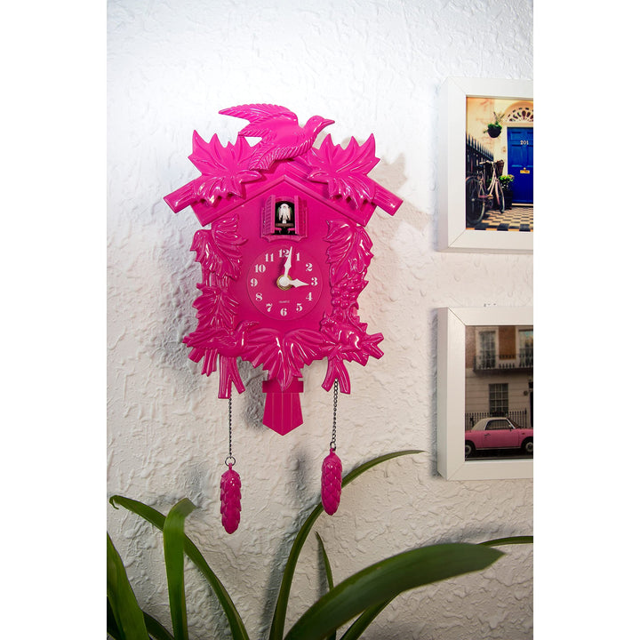 Pink Cuckoo Clock DIY Art Home Idea Modern Contemporary Rectangular Plastic - Diamond Home USA