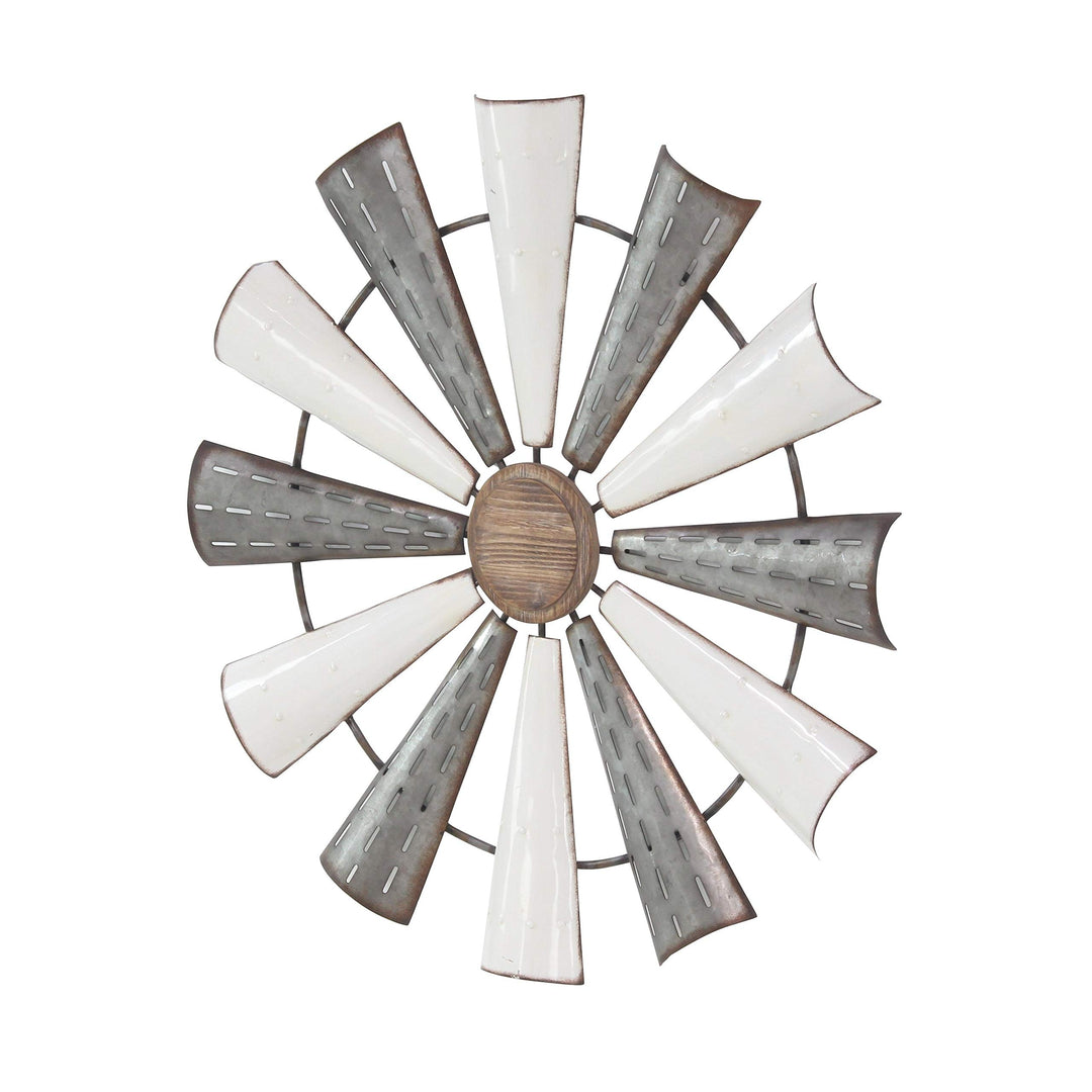 Industrial Pinwheel Iron Wall Decor White Rustic - Diamond Home USA