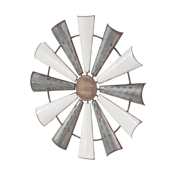 Industrial Pinwheel Iron Wall Decor White Rustic - Diamond Home USA