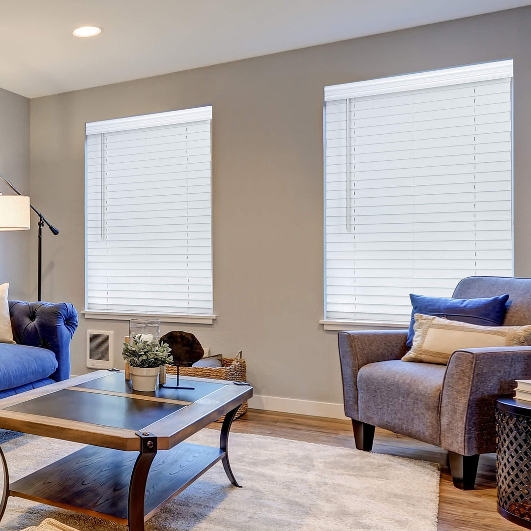 LOTUS & WINDOWARE 2" Faux Wood Blind 47" W x 36" H White Wood Grain Textured - Diamond Home USA