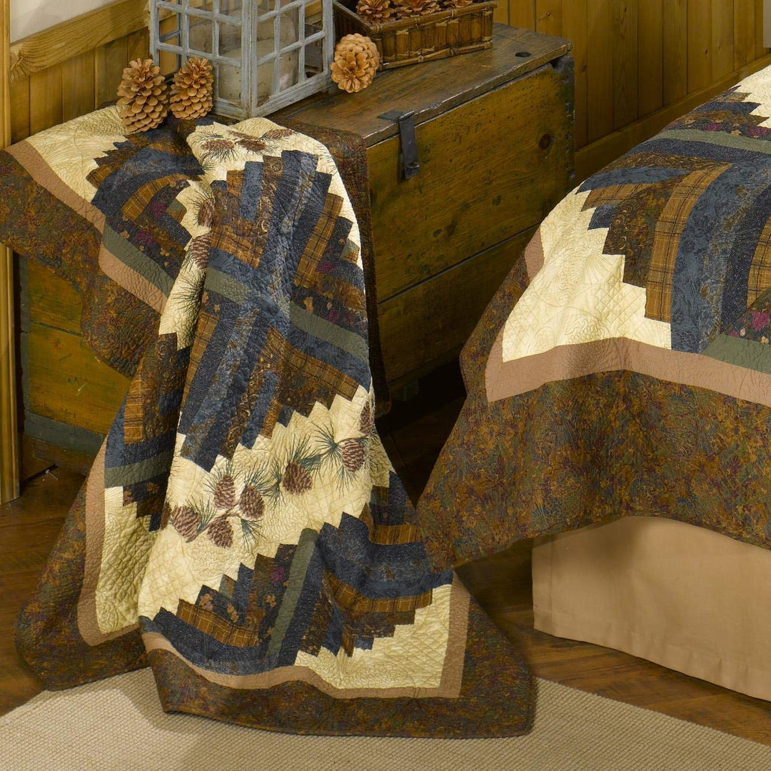 Donna Sharp Cabin Raising Pine Cone Quilt Collection (Throw 60W x 60L)