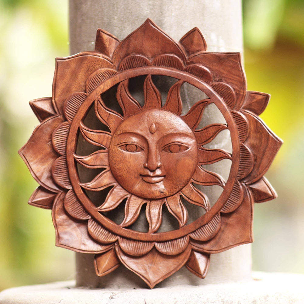 Wood Relief Panel 'Sun Flower' 0.8" H X 12.25" D Brown Modern Contemporary - Diamond Home USA