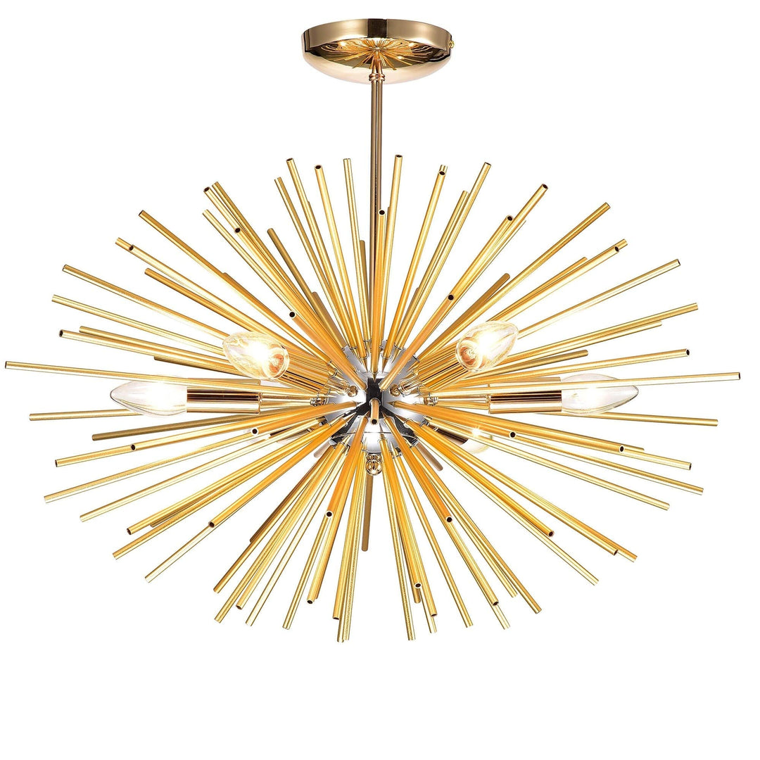 Gold 6-Light Sputnik Chandelier Sputnik Flush Mount Industrial Light Fixture - Diamond Home USA