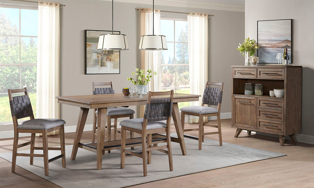 Oslo Counter Stool with Woven Back and 4 Legs Weathered Chestnut Set of 2 - Diamond Home USA