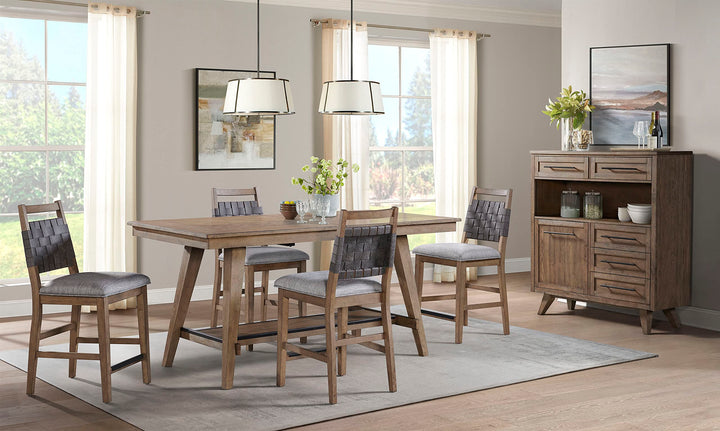 Oslo Counter Stool with Woven Back and 4 Legs Weathered Chestnut Set of 2 - Diamond Home USA