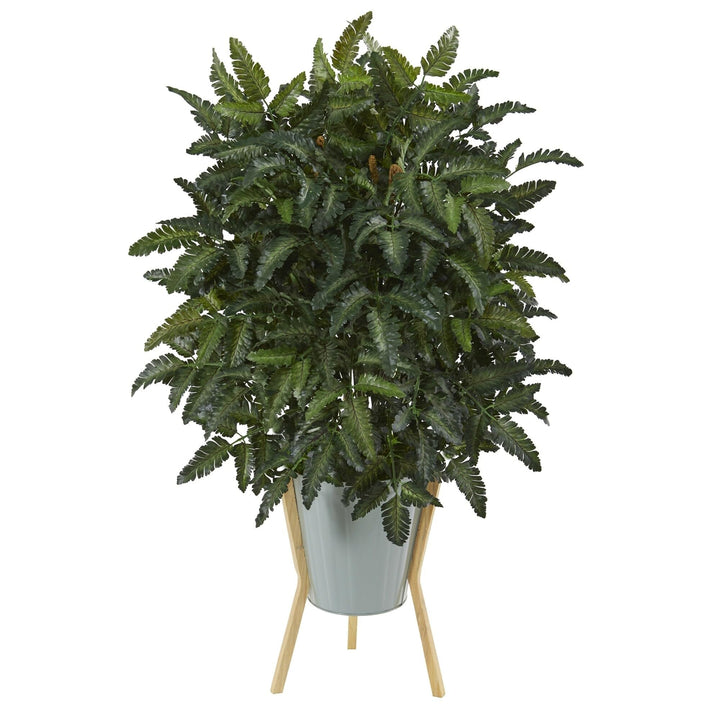 33" Fern Artificial Plant in Green Planter with Stand Medium
