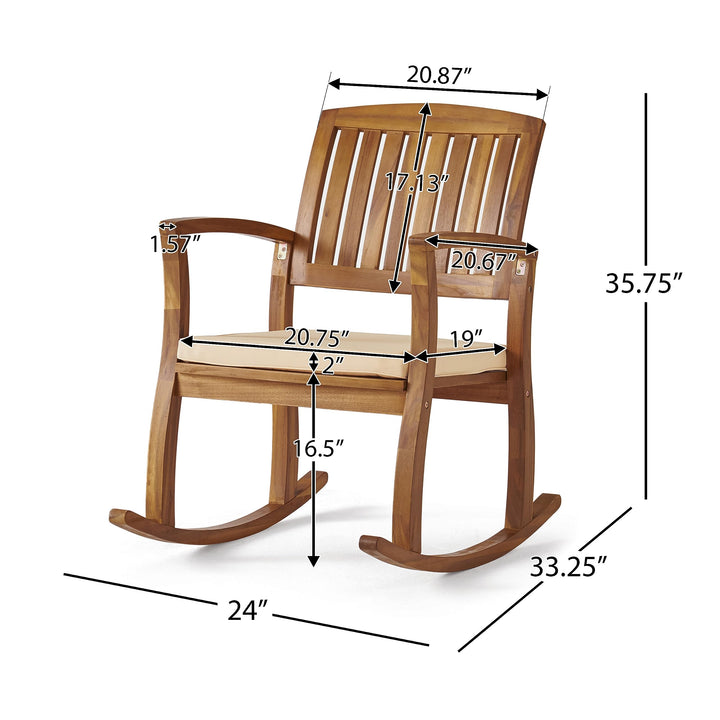 Christopher Knight Home Selma Acacia Rocking Chairs with Cushions 2-Pcs Set Teak - Diamond Home USA