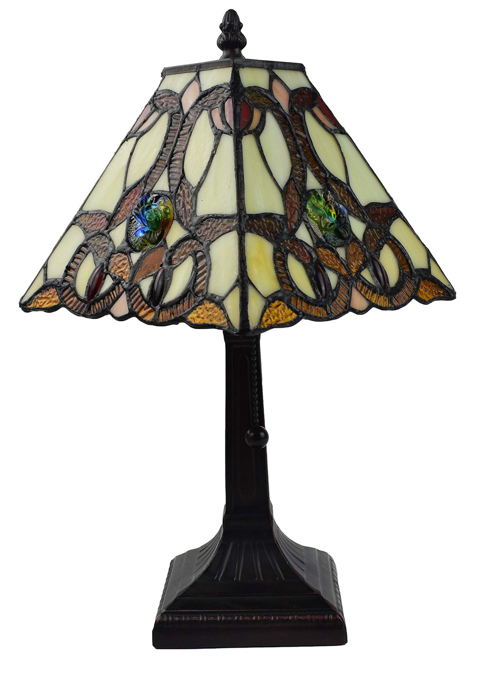 Amora Vintage Tiffany Table Lamp - Multicolor Glass tstand Lamp - Table - Diamond Home USA