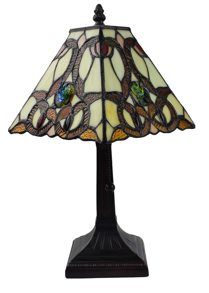 Amora Vintage Tiffany Table Lamp - Multicolor Glass tstand Lamp - Table - Diamond Home USA