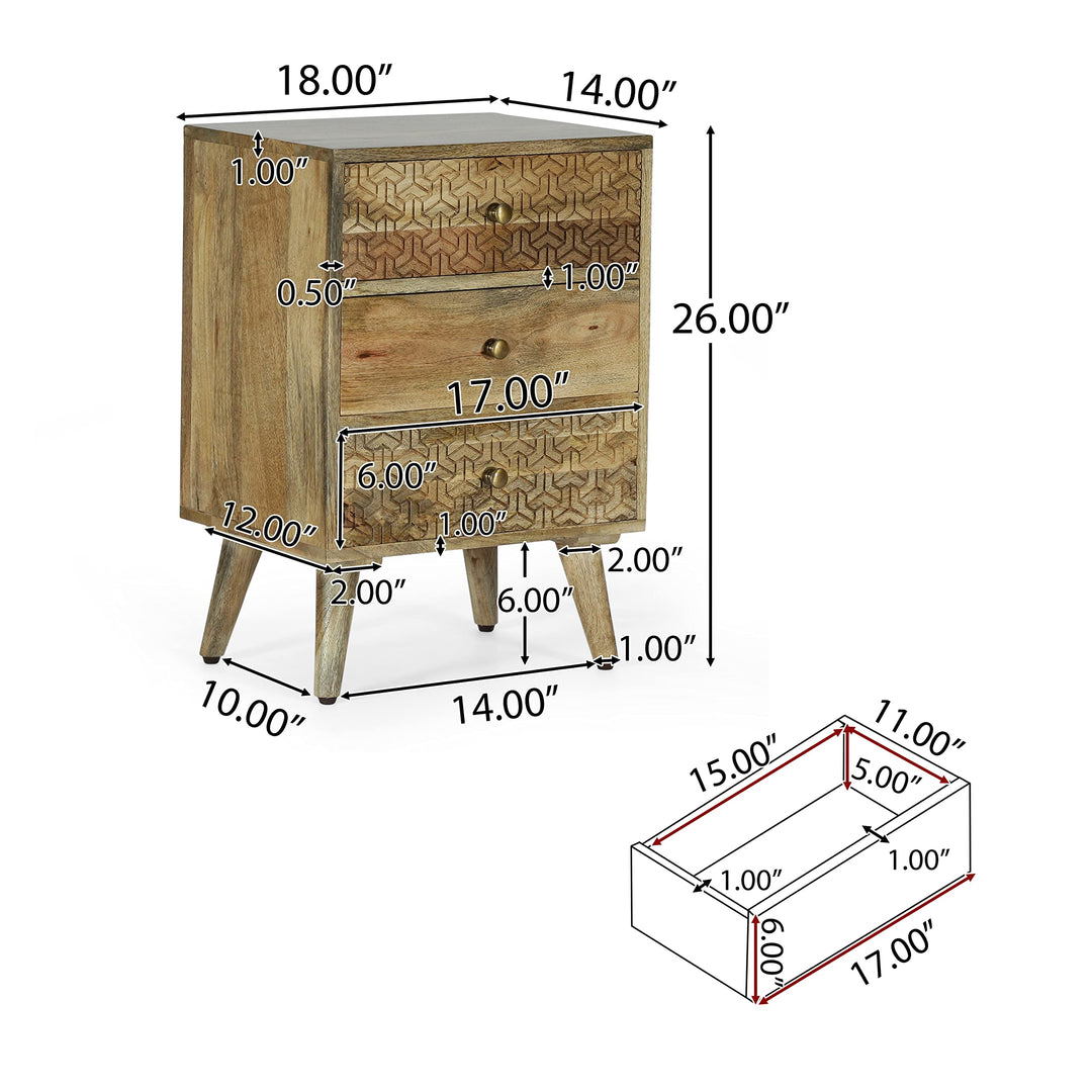 Christopher Knight Home Lytle NIGHTSTAND Natural - Diamond Home USA
