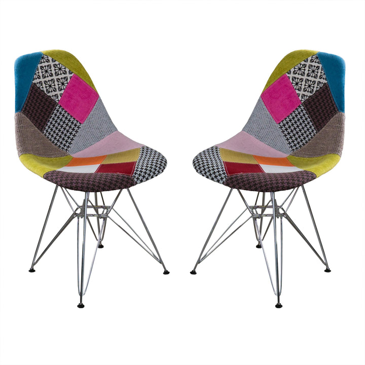 Christopher Knight Home Wilmette Fabric Chair with Chromed Legs Patchwork 18D Multi Patchwork