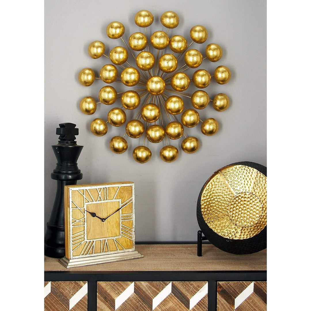 Modern 24 Inch Ball Burst Tin Wall Sculpture by Gold Silver Contemporary Metal